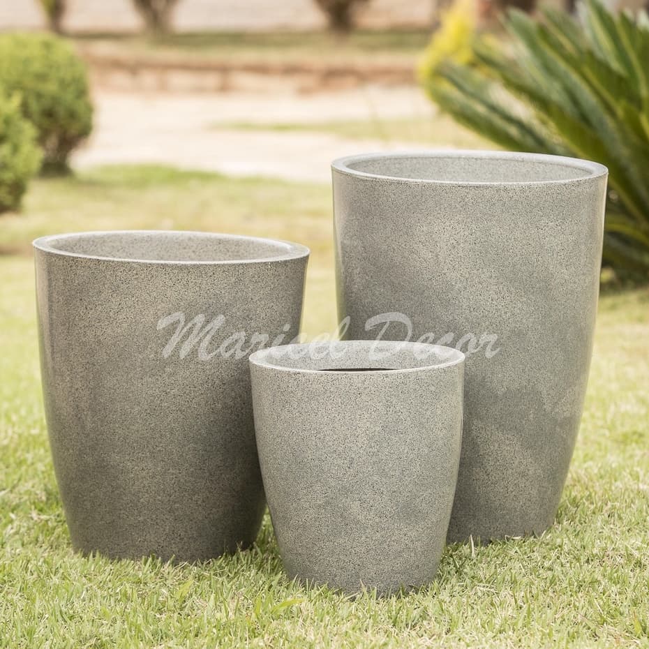 Kit Conjunto 3 Vasos Grandes para plantas P+M+G em Polietileno Decorativo Liso Luxo Moderno