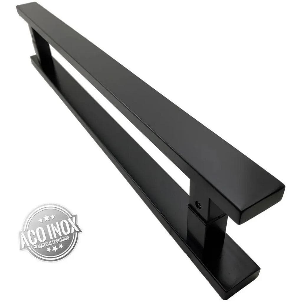 Puxador para Porta Pivotante Madeira e Vidro inox Preto