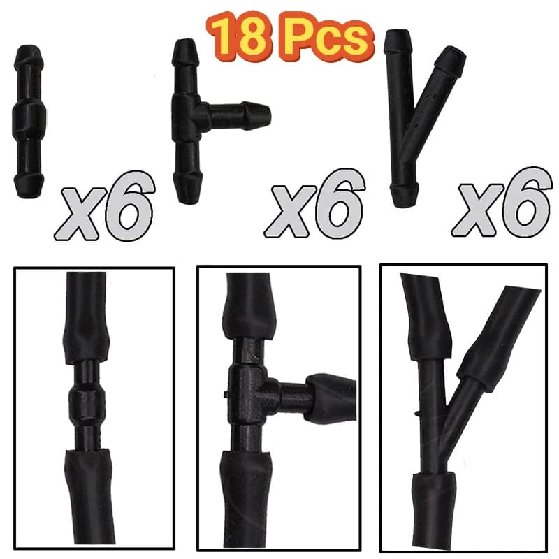 18 Pcs Car Wiper Spray Pipe Joint/Windshield Washer Bico Da Tubulação De Limpeza Do Limpador/Mangueira De Água Tubo Conjunta T Y Eu Tipo De Acessórios Carro