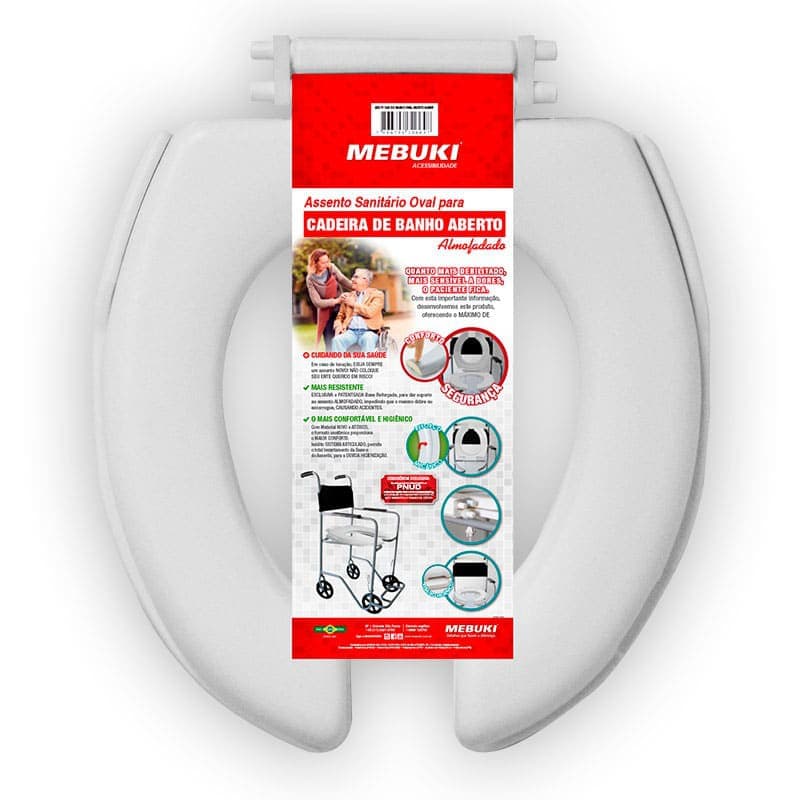 Assento de cadeira de banho almofadado aberto