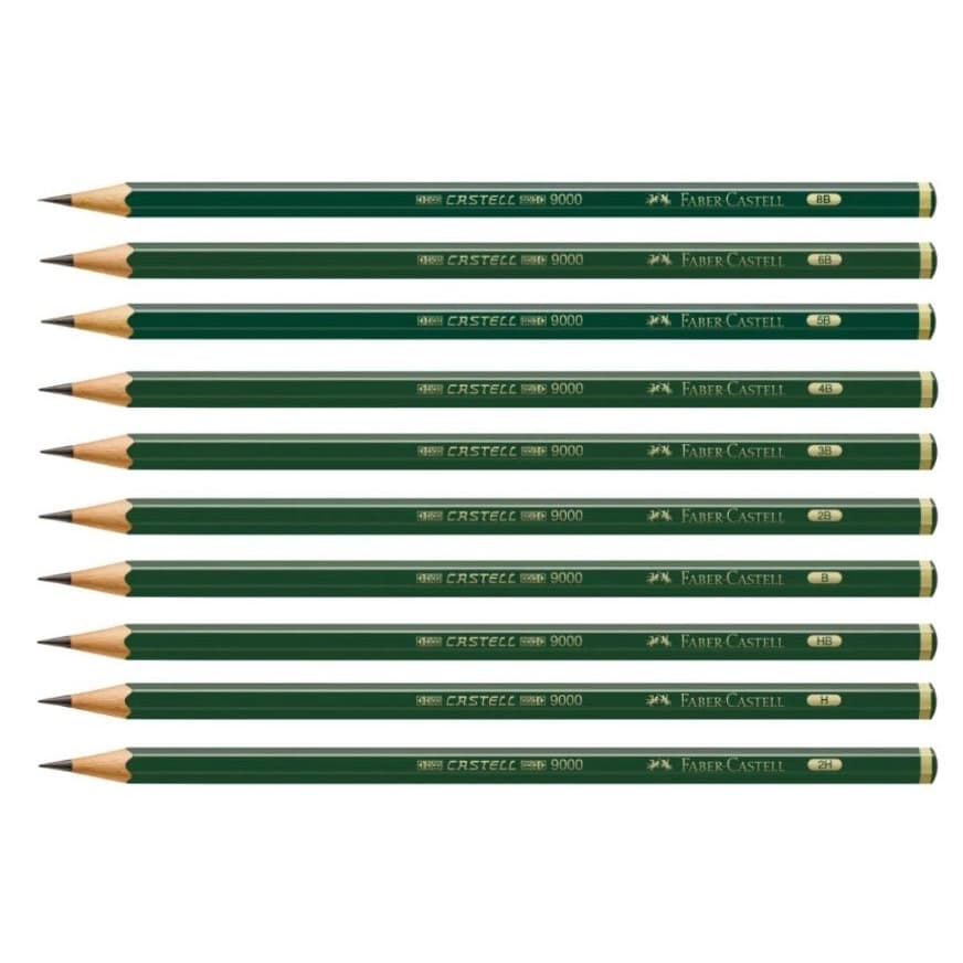 Lápis Preto Grafite Castell 9000 (B 2B 3B 4B 5B 6B 8B) - Faber-Castell | Lápis Técnico de Escrever