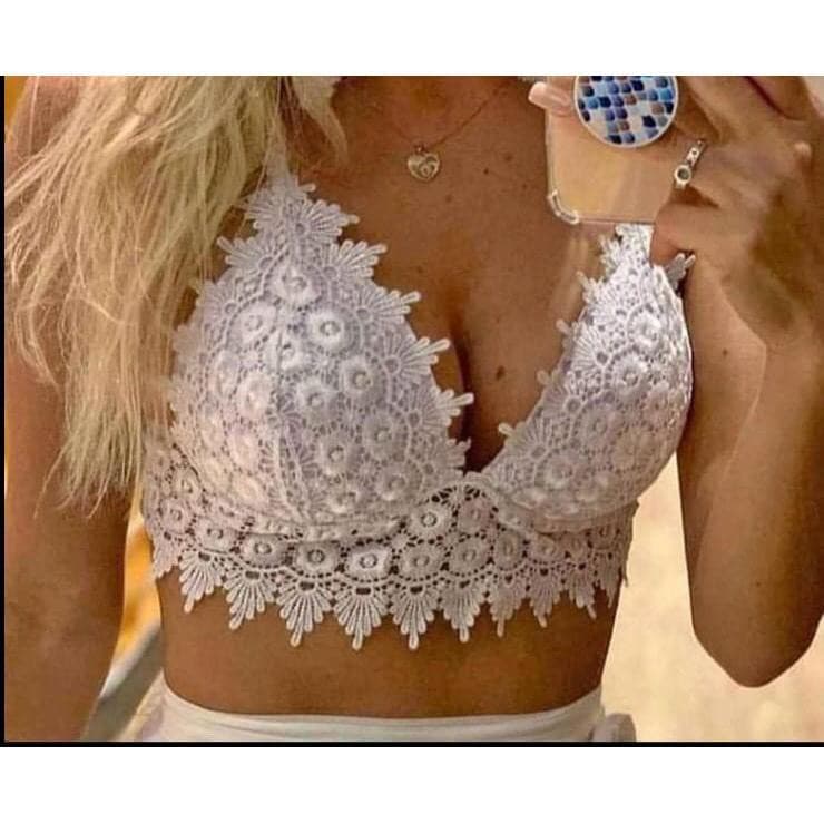 Kit 10 cropped renda ATACADO feminino blusinha