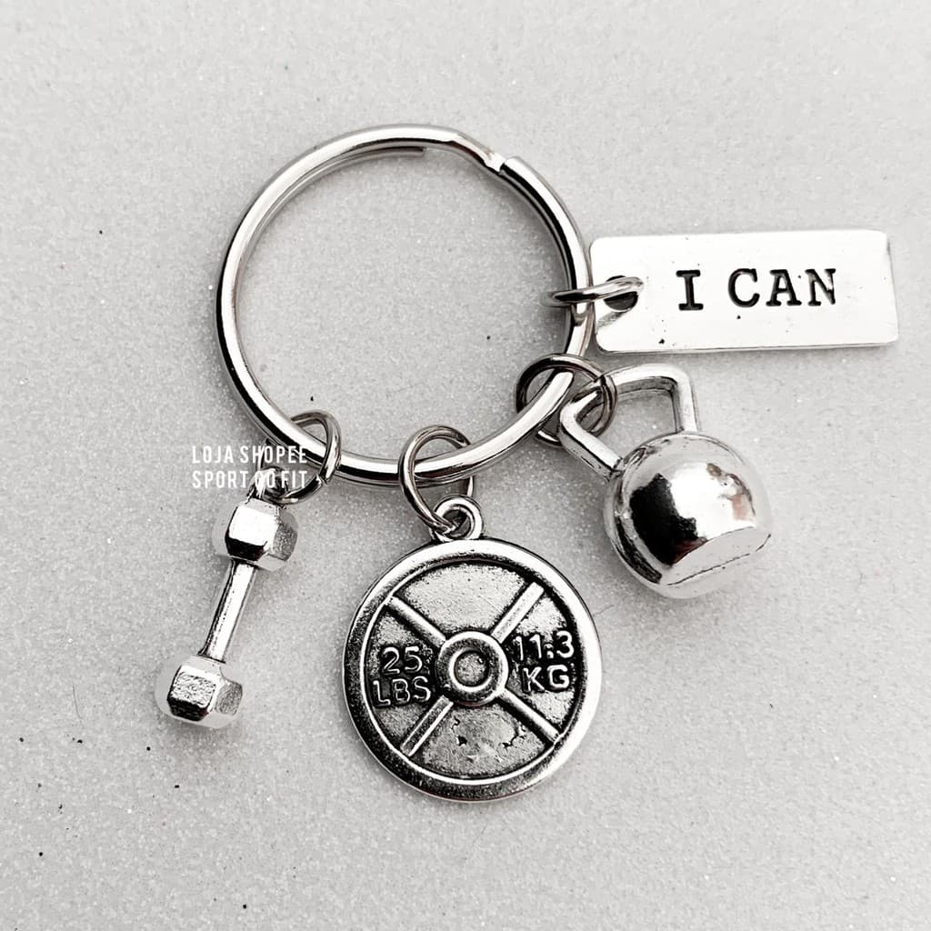 Chaveiro Fit Pingente de Haltere Anilha Kettlebell / pingentes fitness maromba academia