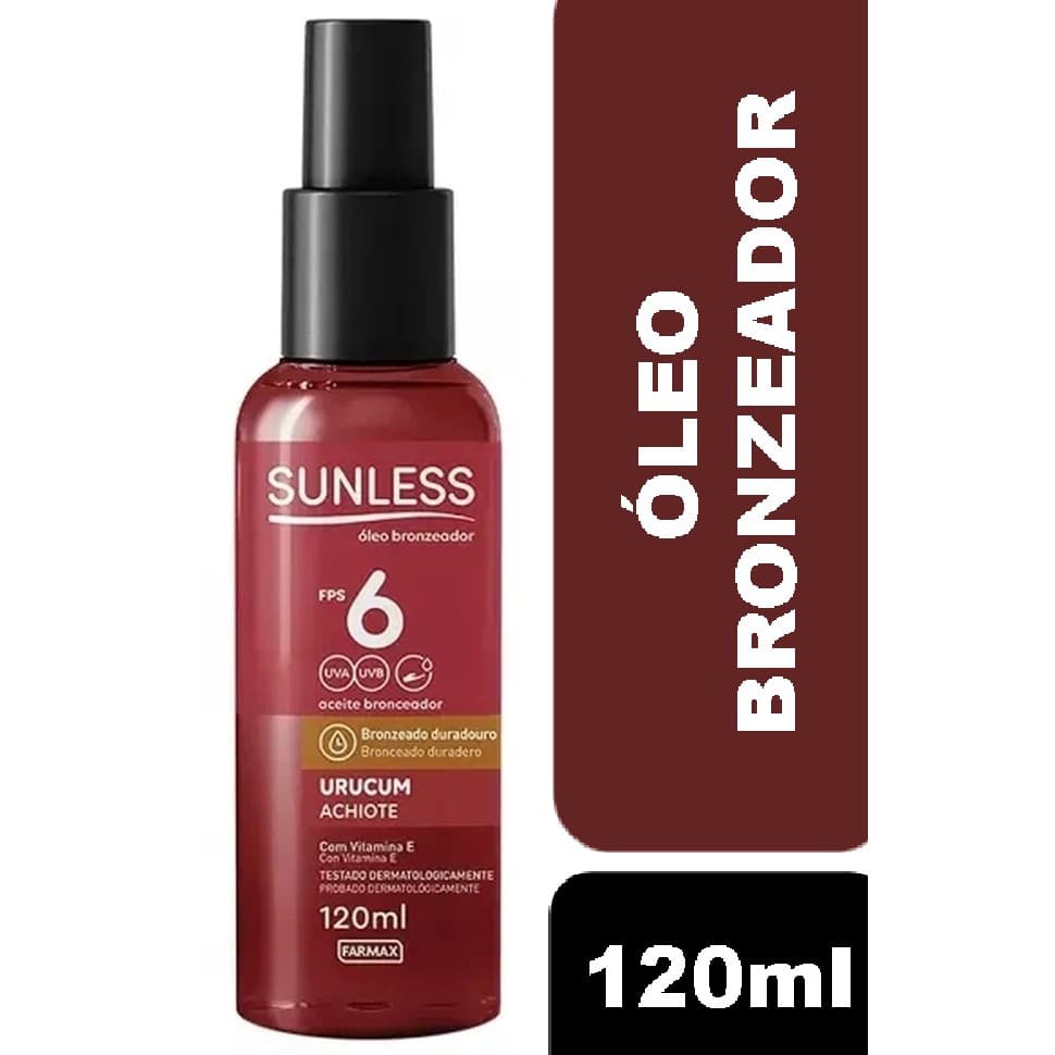 Óleo Bronzeador Urucum Fps6 Sunless Farmax 120ml