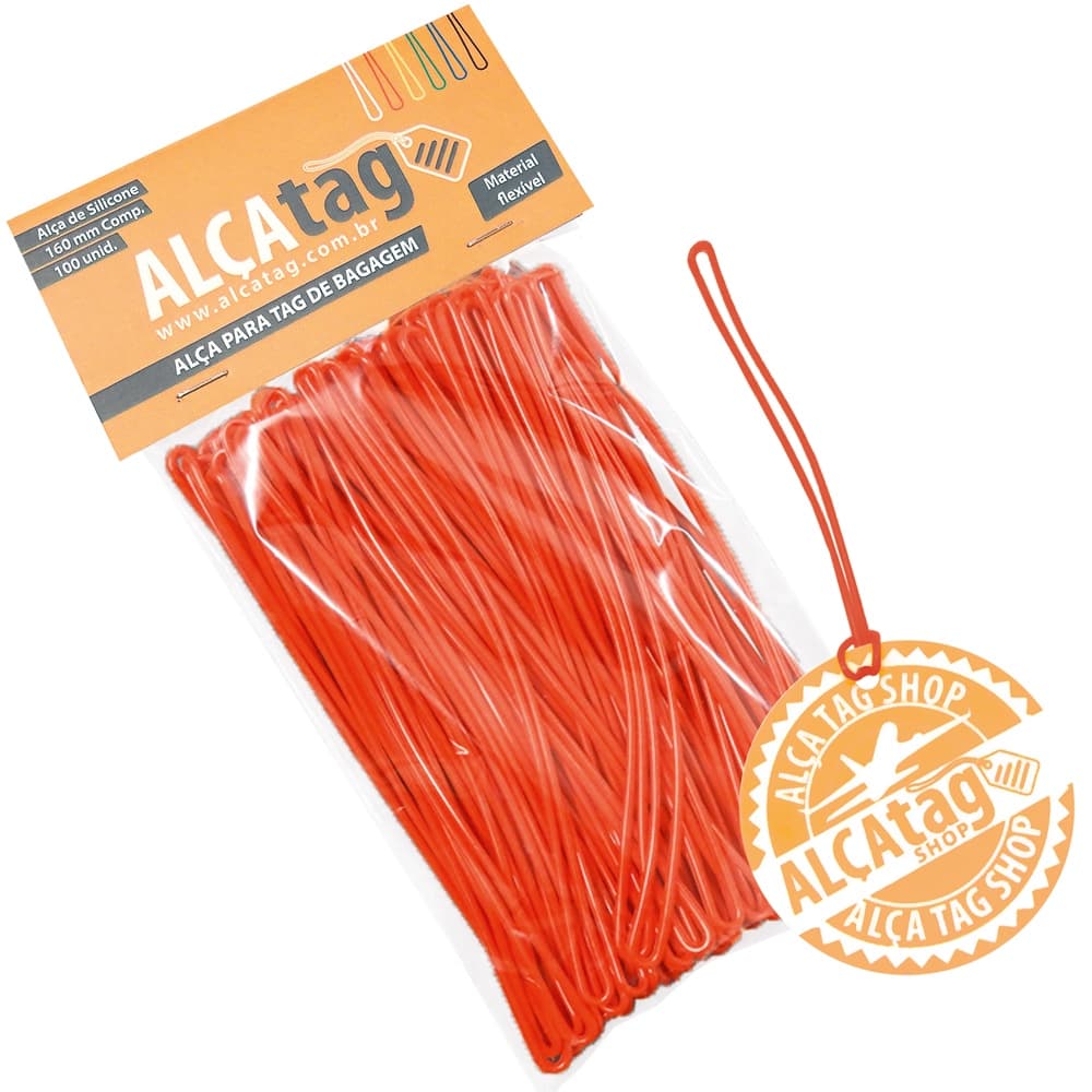 Alça Tag Mala Bagagem Silicone 16 cm cordão Vermelho 200und