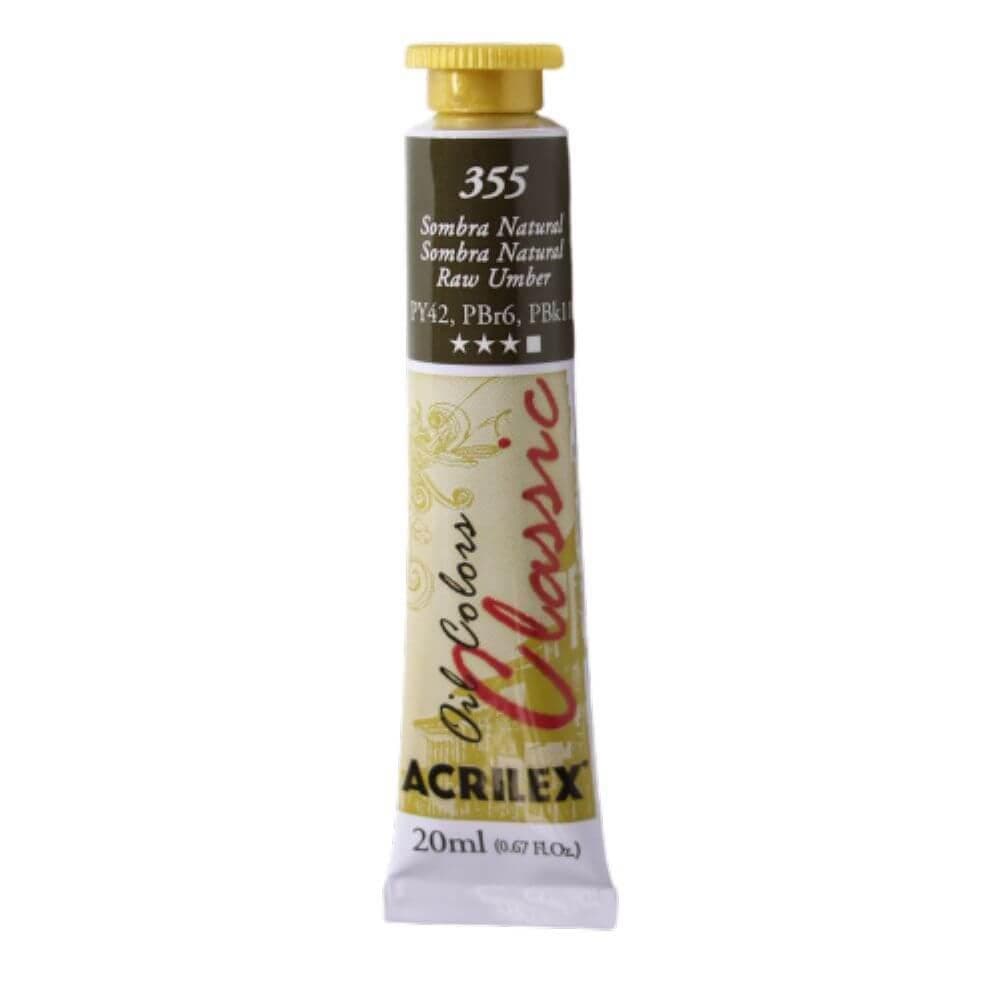 Tinta a Oleo Acrilex Sombra Natural 355 Oil Colors Classic