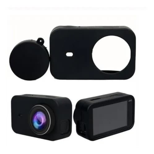 Case + Tampa Da Lente Em Silicone Preto Xiaomi Mijia 4k