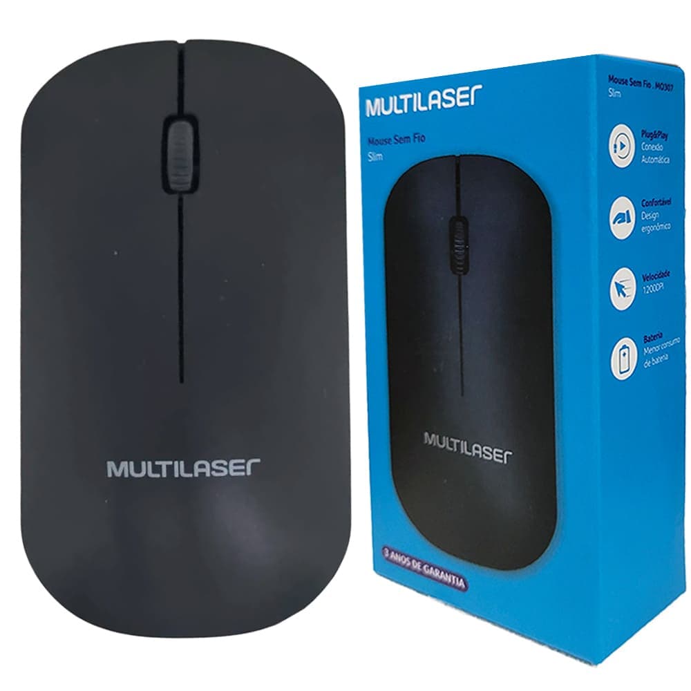 Mouse Sem Fio Ultrafino Slim USB Óptico para PC Computador Notebook 1200 DPI Ergonômico  Sem Fio