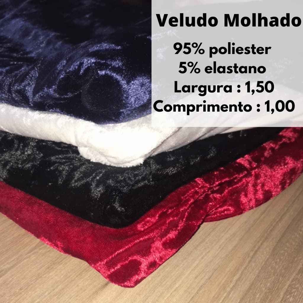 tecido veludo molhado preto 1 metro ( 1,00 x 1,50 )
