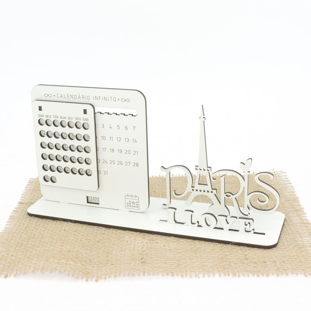 5 Calendário Infinito Personalizado Mdf Branco - Paris