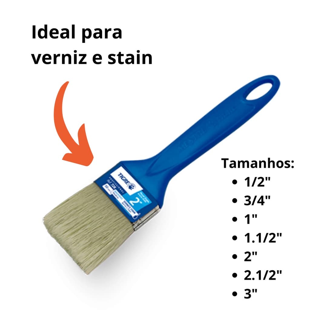 Pincel Tigre Para Verniz E Stain Ref 728 Escolha Seu Tamanho