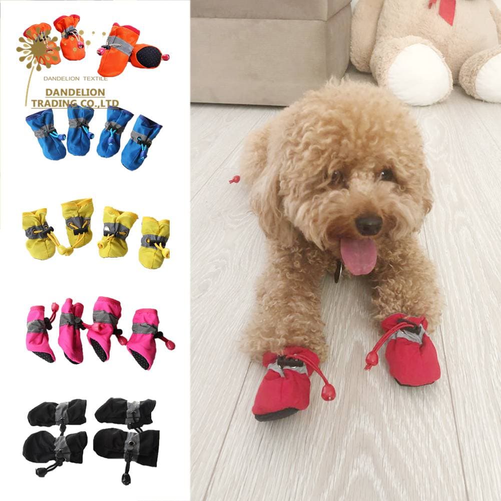[Dandelion]4 pçs/set Antiderrapante Puppy Shoes Soft-sola Pet Dog Shoes Waterproof Soft Pet Paw Care Pet Acessórios aces