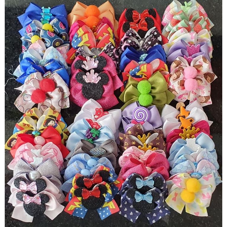 Kit de Laços Pet Para Femea 10,20, 30 e 40 unidades Banho e Tosa Pet Shop Lacinhos Luxo Cachorro