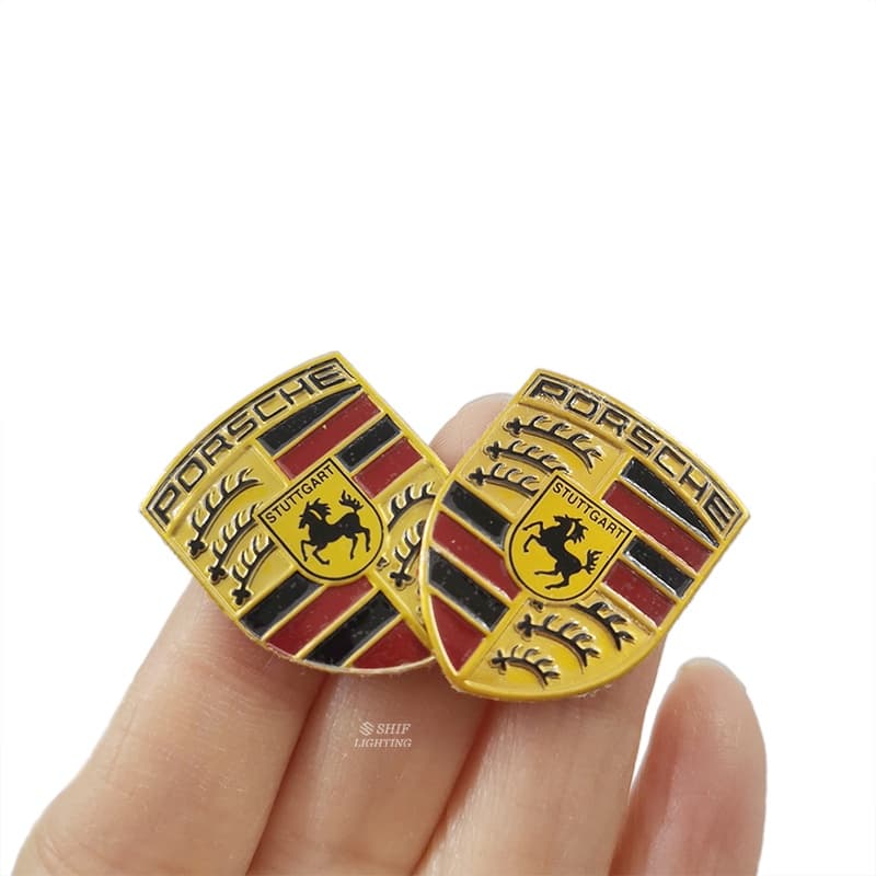 2 x Alumínio Porsche Logotipo Auto Bicicleta Carro Emblema Decorativo Adesivo Decalque Para