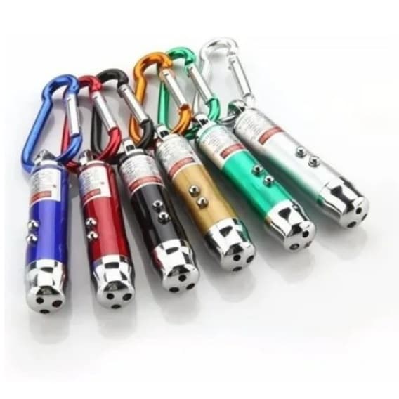 Laser Pointer Vermelho 3 Em 1 Chaveiro Lanterna Brincar Gato