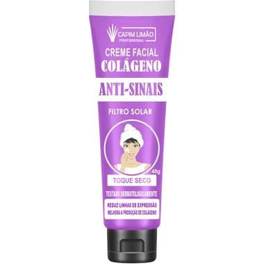 Creme Facial Anti Sinais Com Colágeno Capim Limão 40g