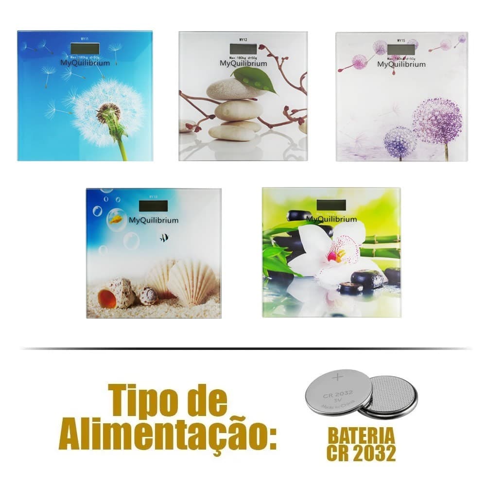 Balança Digital De Vidro Temperado Cores Alternativas MYQuilibrium Até 180kg
