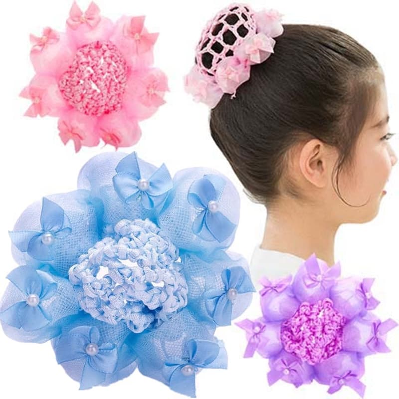 Moda Menina Bola De Cabelo Círculo Dança Cocar Crianças Gravata Borboleta Pérola net Bolso Flor Cabeça