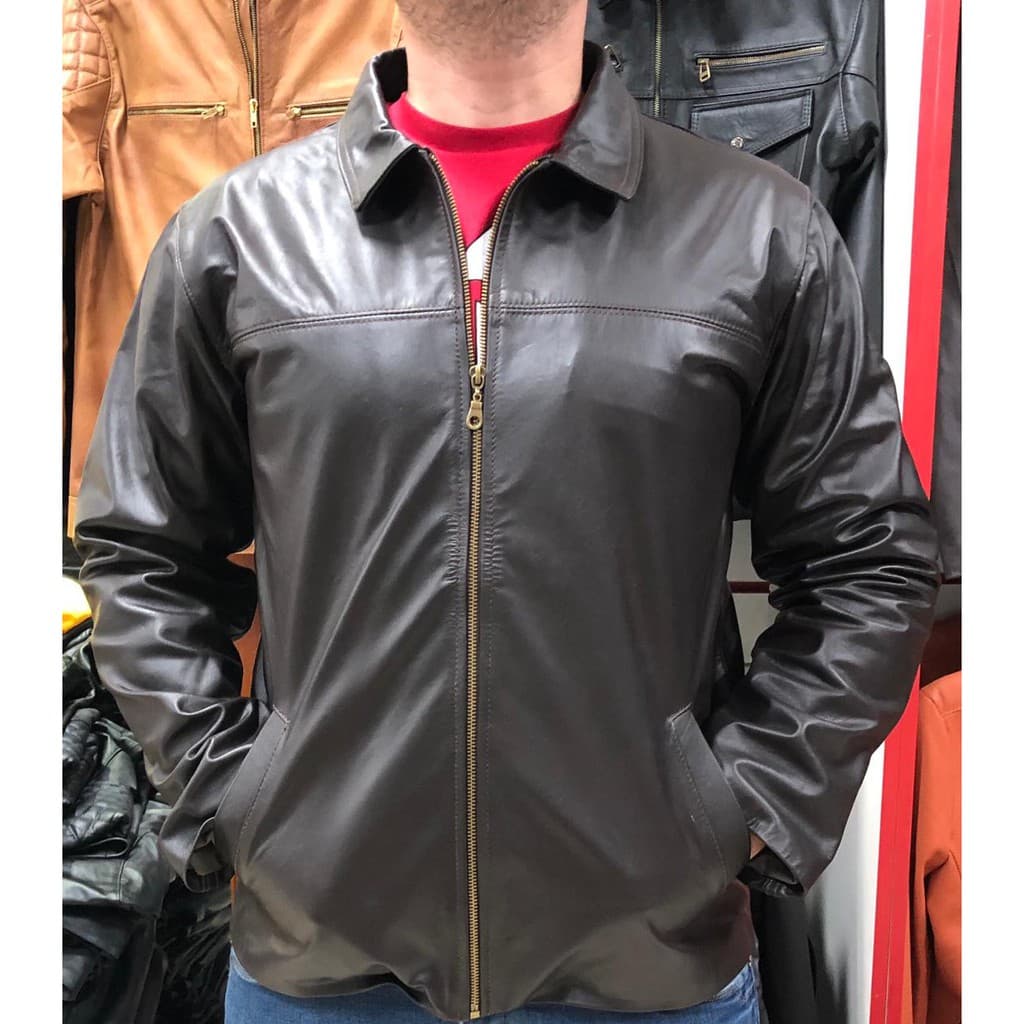 jaqueta Blazer Casaco Mod Caban Couro 100%, Masculino