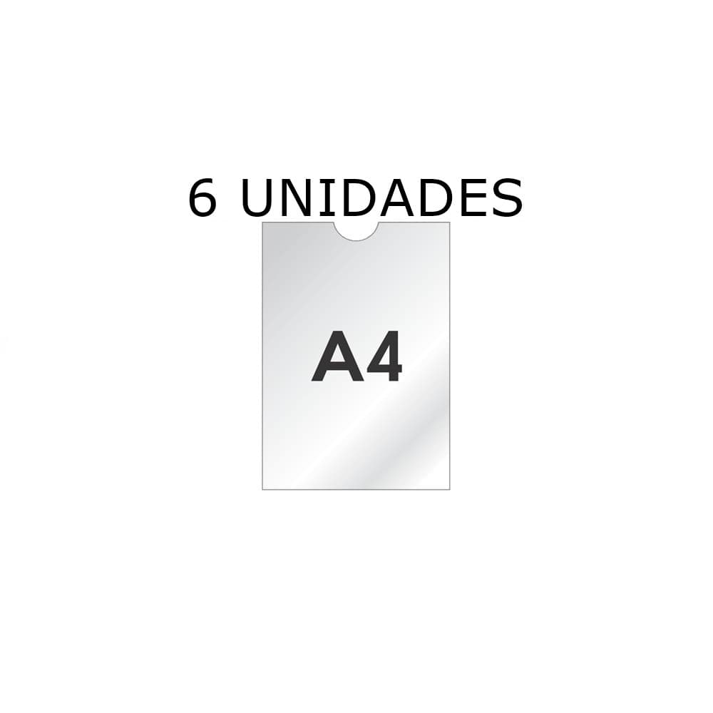 Kit com 6 Display Expositor Suporte Acrilico tamanho A4 de parede ou porta com fita dupla face