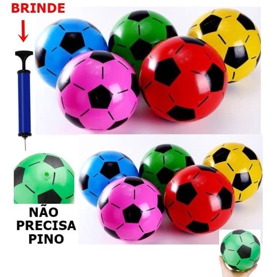 Bola Vinil Dente De Leite Futebol + Bomba Inflas-10 Unidades