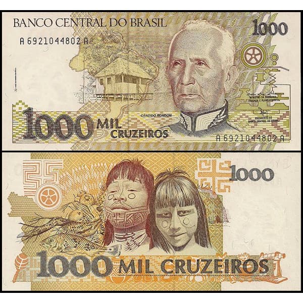Brasil C 218 1000 Cruzeiros 1990 - Flor de Estampa