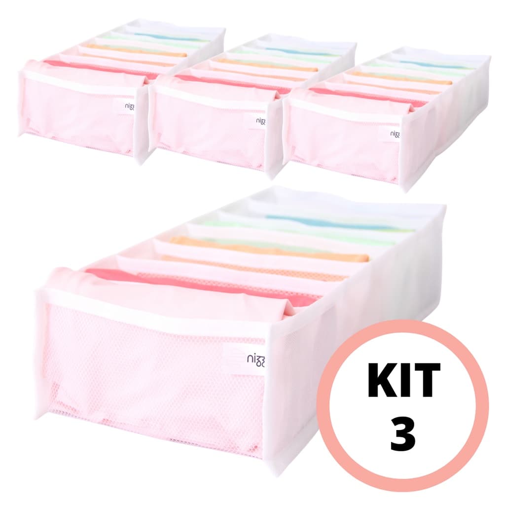 3 organizadores para camisetas pano de prato TNT com visor de tela