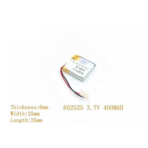 602525 1 Unidade  2 Fios 400mah 3,7v 6mm X 25mm X 25mm