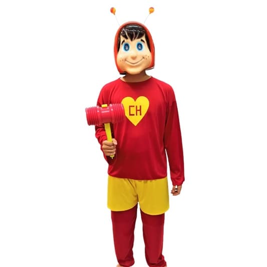 Máscara Chapolim + Fantasia,fibra,Trenzinho da Alegria,Mascote,Palhaçaria&Cia