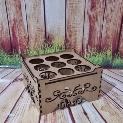 Suporte Porta Cones e Tubetes Organizador de Balcão 9 Div Madeira Mdf Crú