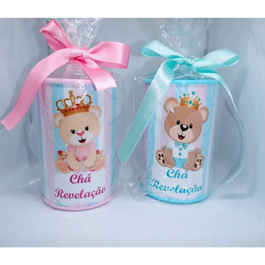 10 Cofrinhos Personalizados Chá Revelação ( Saquinho + Laços)