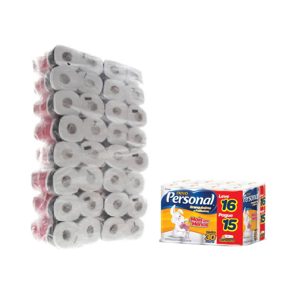Papel Higiênico Personal 64 Rolos Folha Simples 30 Metros