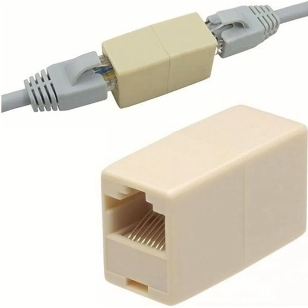 Kit 10 Conector Adaptador Emenda RJ45 Femea x Femea De Cabo do Rede
