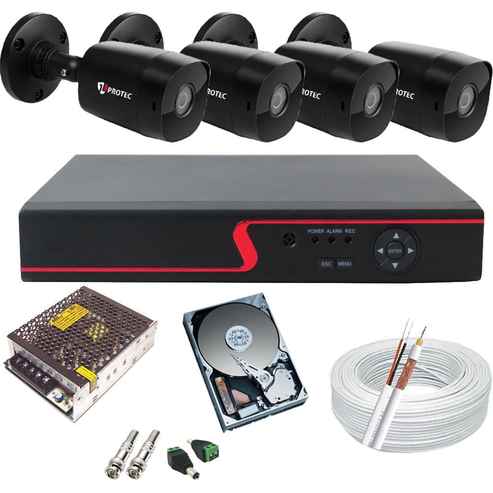 Kit 4 Câmeras Para Monitoramento Full Hd Black 1080p Externa e Interna App Para Acesso Celular Dvr Multi Hd