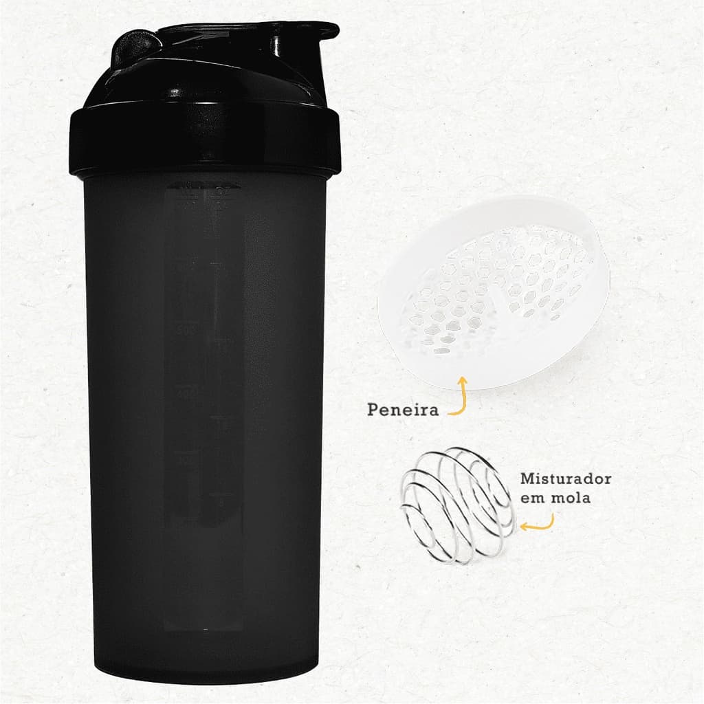Coqueteleira/ Shakeira 700 ml Whey + Mola + Peneira - Academia Treino