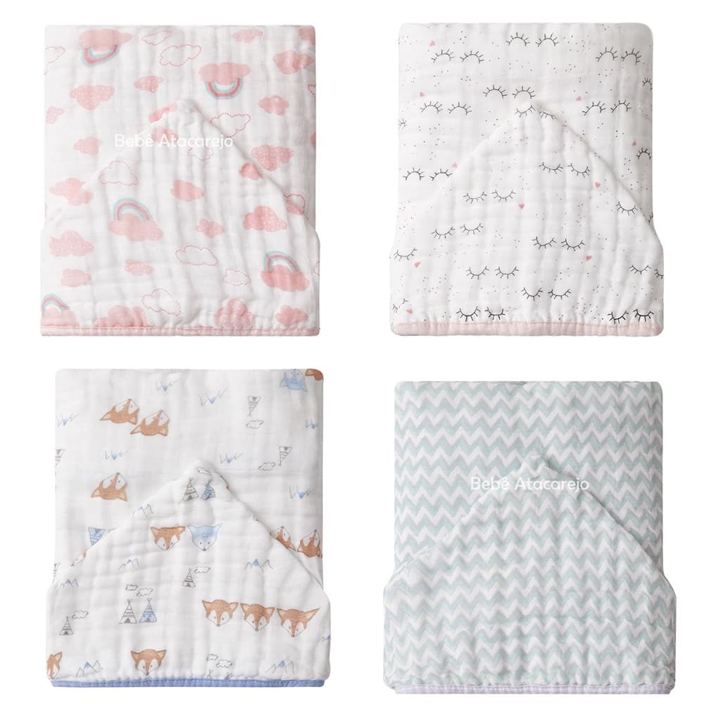 Toalhão De Banho Papi Soft Premium Toalha Fralda Com Capuz Estampada Bebê Infantil Menino