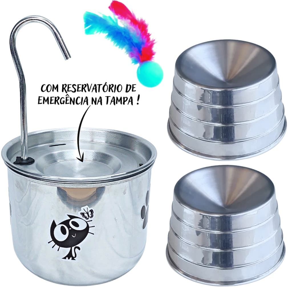 Bebedouro Para Gato + 2 Comedouros Ergonômico - BIVOLT