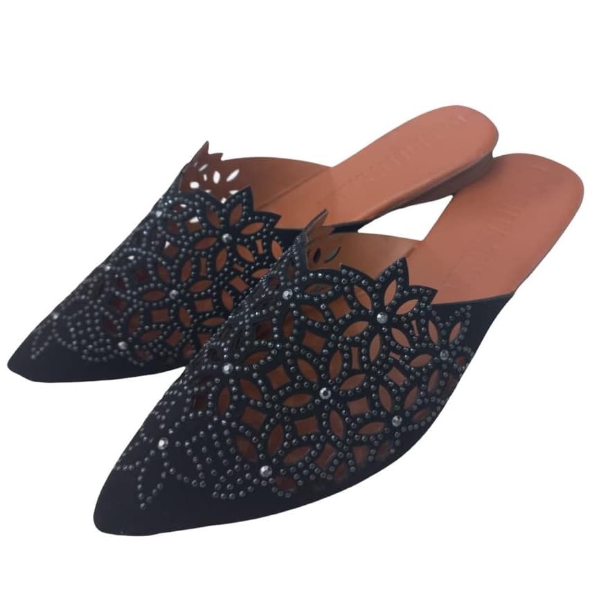 Mule Rasteirinha Feminino Elegante Lançamento Rotifix Flor Sapato Bico Fino Ref.08