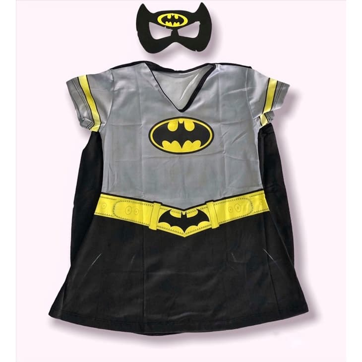 Fantasia Temática Batgirl Batman Infantil Feminina Princesa Barato Menina Promoção Máscara