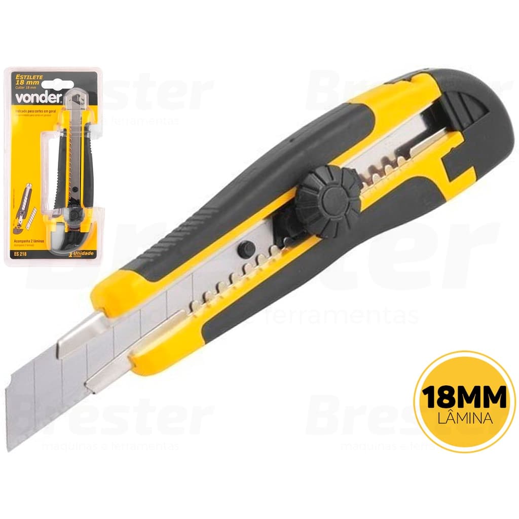 Estilete Profissional 18mm Es218 Emborrachado Vonder
