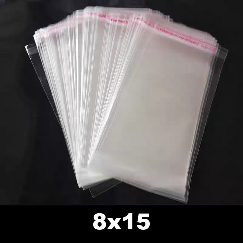 8x15 cm saquinhos  Saco Adesivado Saquinho Transparente Plástico c/ 100 unidades com furo sem furo