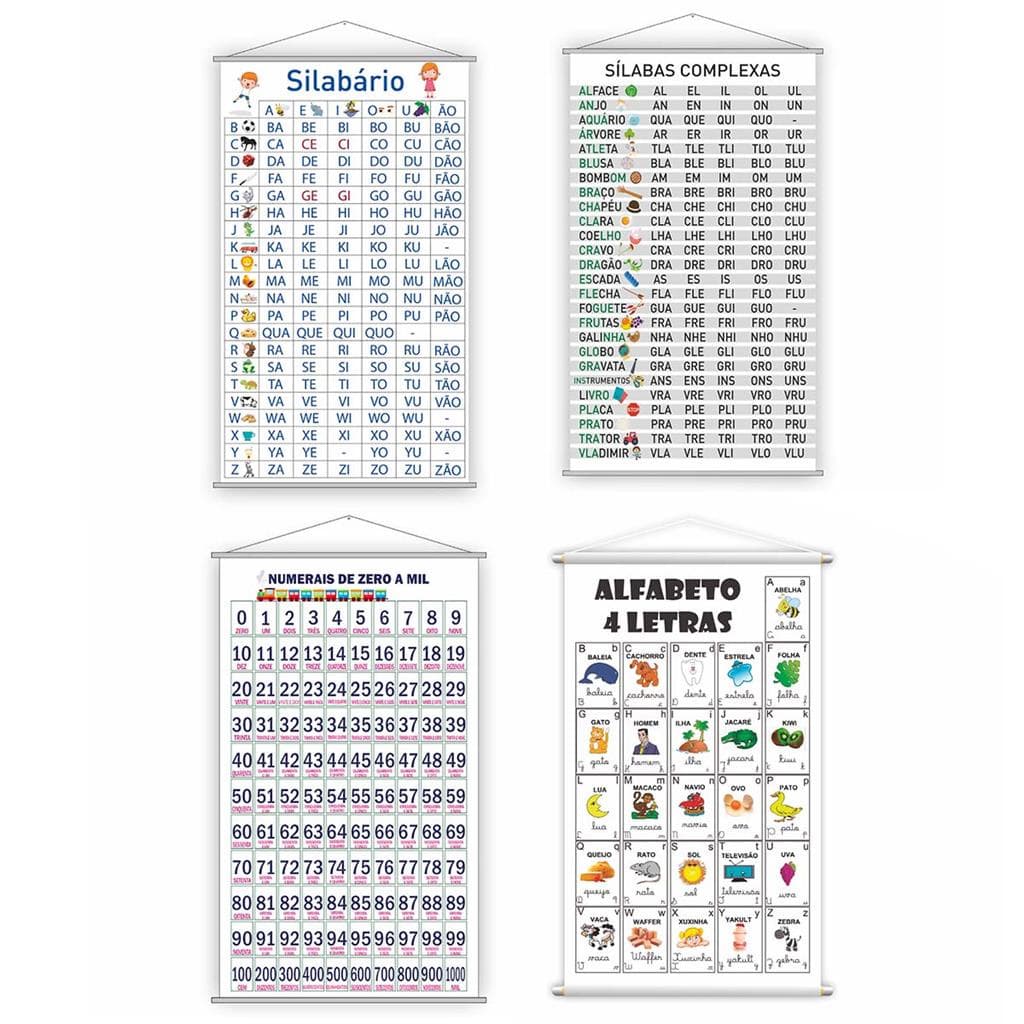 Kit Silabario Simples + Complexo + Numerais 1000 + Tabuada
