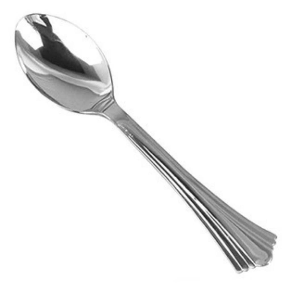 Kit 10 Colheres Sobremesa Descartáveis Luxo Cromada Ovo Pascoa