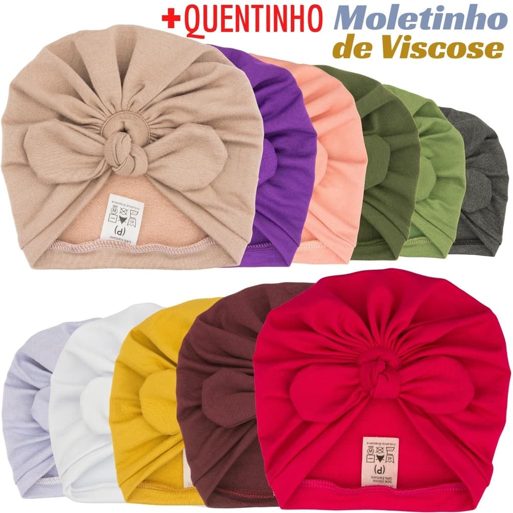 Toucas Turbante Bebê E Infantil de Moletinho de Viscose Diversas Cores E Tamanhos
