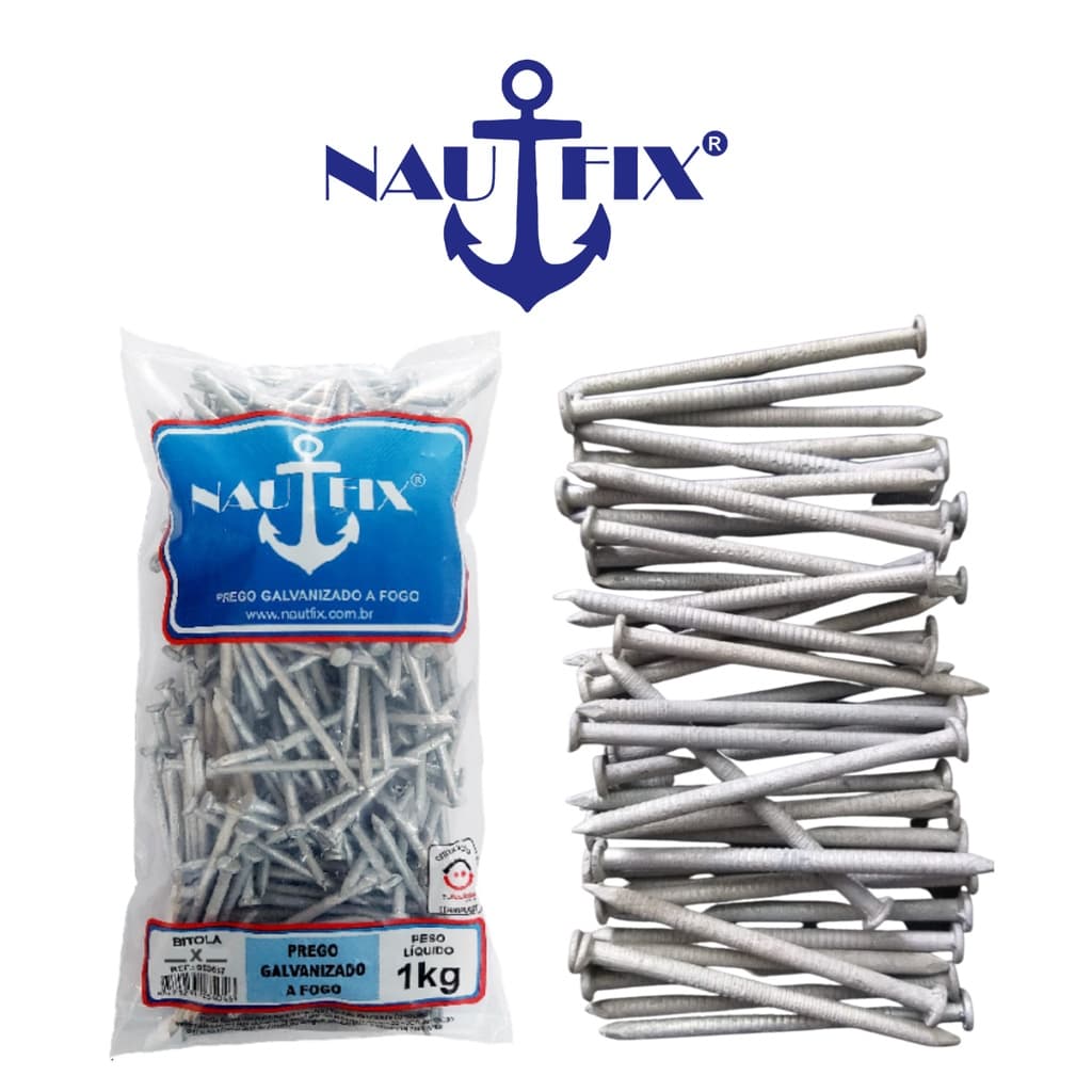 Prego Galvanizado a Fogo Liso NautFix 17x27 de 1Kg