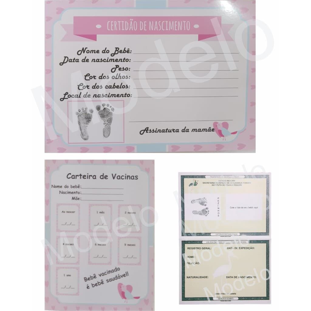 Certidão de Nascimento Reborn Rg Reborn Carteira de Vacinação Reborn