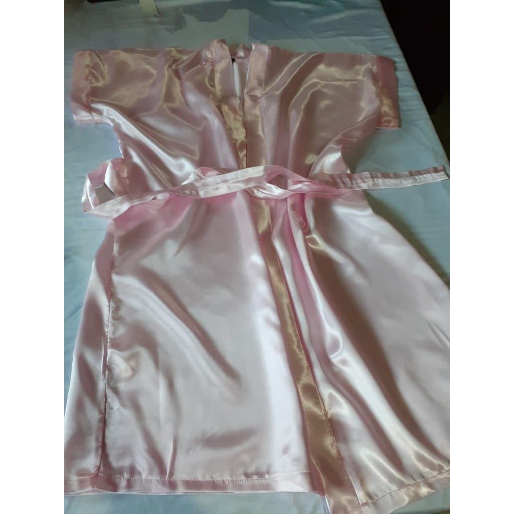 Roby roupão femenino  de cetim Rosa bebê