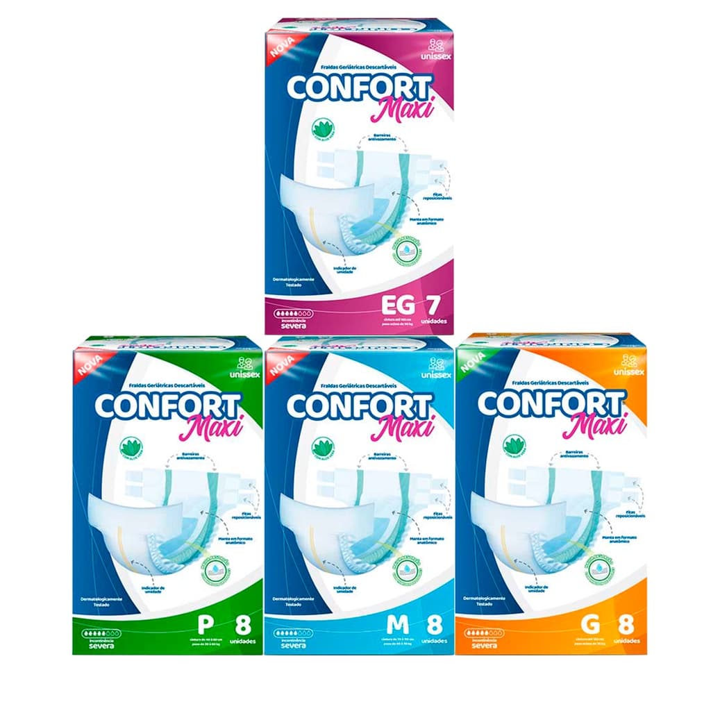 Fraldas Geriátricas Confort Maxi P/M/G/EG Direto Da Fábrica