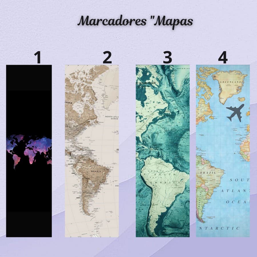Marcador de página plastificado Mapas com ou sem tassel