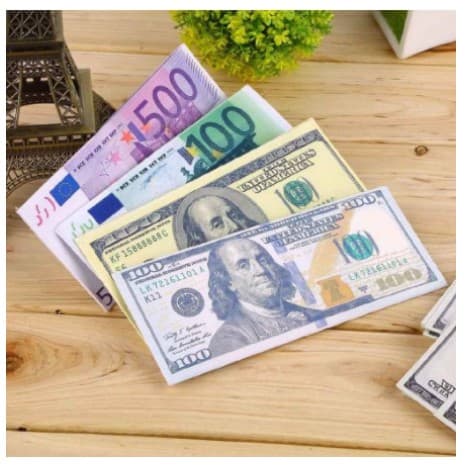 Carteira Bolsa de tipo Couro Sintético Com Estampa de Notas de Dinheiro Estrangeiro